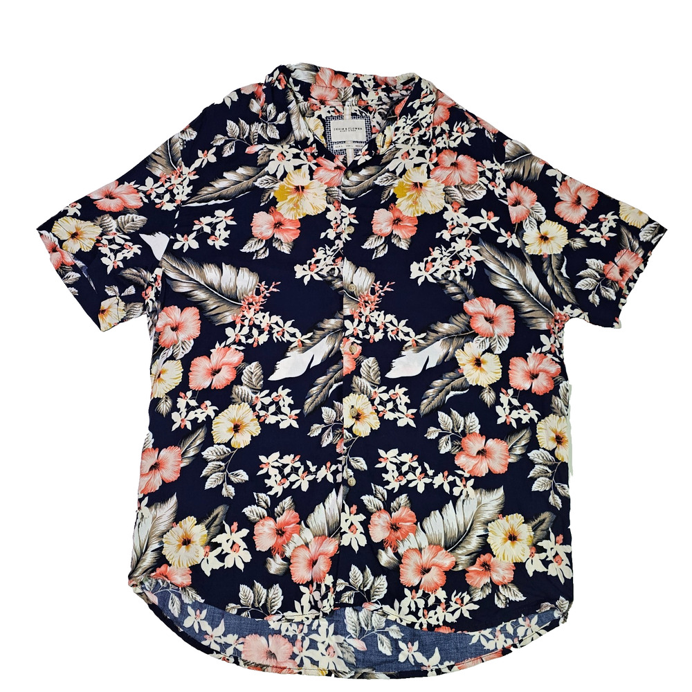 Denim & Flower Ricky Singh Hawaiian Button-Down Shirt Short Sleeve Size L